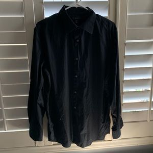 Mens black button up long sleeve slim fit